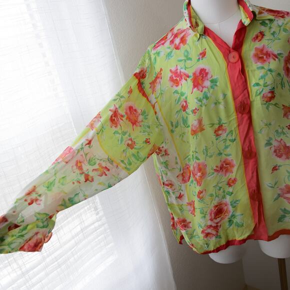 Nara Camicie Vintage Floral Italian blouse size M - Picture 5 of 5